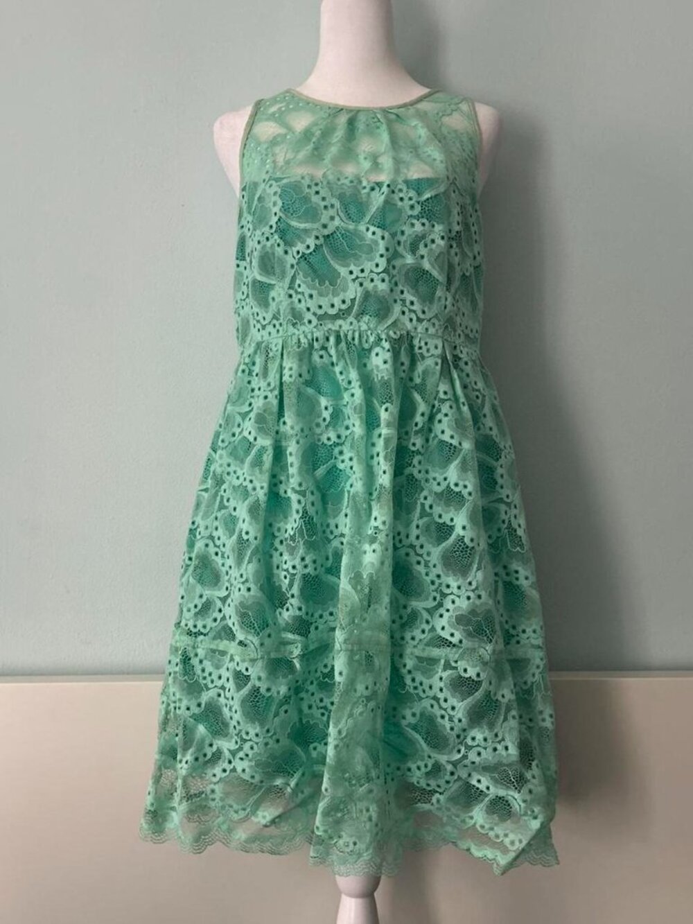 Nanette Lepore Teal Lace A Line Dress sz 12